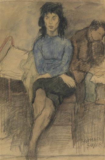 RAPHAEL SOYER Woman and Man in an Interior.